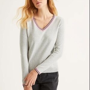 Boden Gray Elina Stripe Pink Sweater Top Shirt Small S